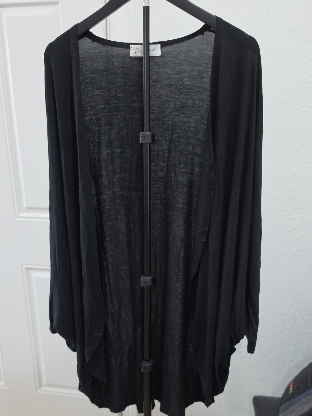 Open-Front Black Draped Women’s Cardigan
